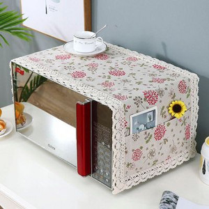 Farebný bavlnený a ľanový kryt do mikrovlnnej rúry, dvojité vrecko, kryt do mikrovlnnej rúry, ľahko čistiteľný