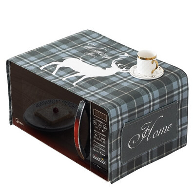 Geometrické bavlnené ľanové kryty na mikrovlnnú rúru, kryty na mikrovlnnú rúru s dvojitými vreckami, kuchynské doplnky do mikrovlnnej rúry