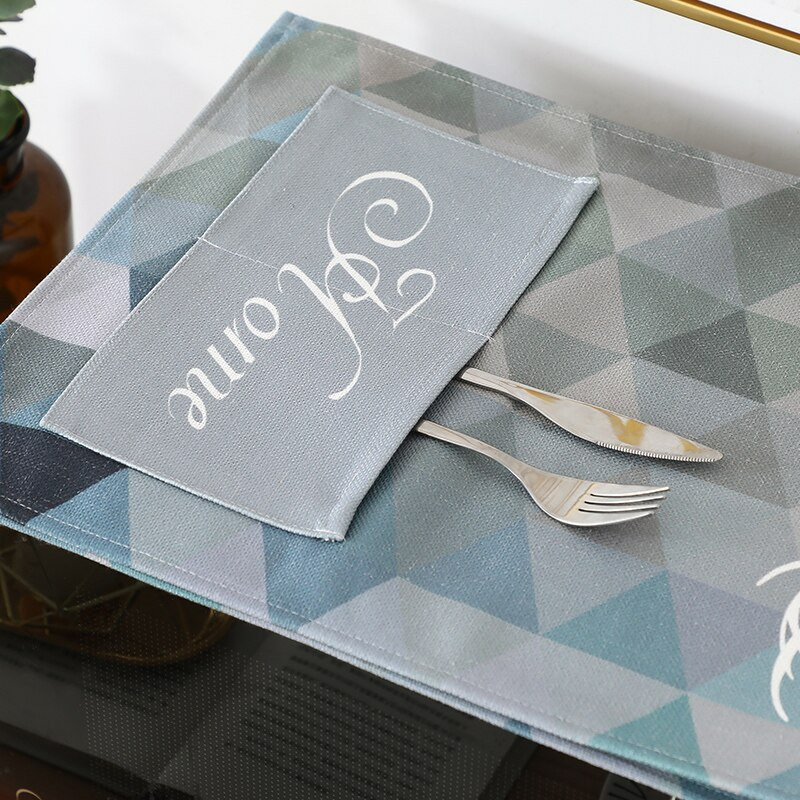 Geometrické bavlnené ľanové kryty na mikrovlnnú rúru, kryty na mikrovlnnú rúru s dvojitými vreckami, kuchynské doplnky do mikrovlnnej rúry