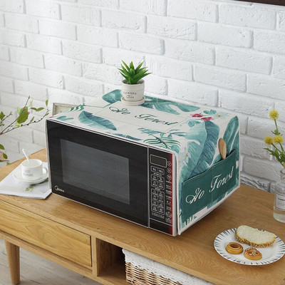 Ľanový obal odolný voči prachu a oleju s vreckami, potlač Floras, dekorácia na ochranu pekáča v mikrovlnnej rúre FC115