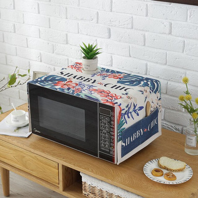 Ľanový obal odolný voči prachu a oleju s vreckami, potlač Floras, dekorácia na ochranu pekáča v mikrovlnnej rúre FC115