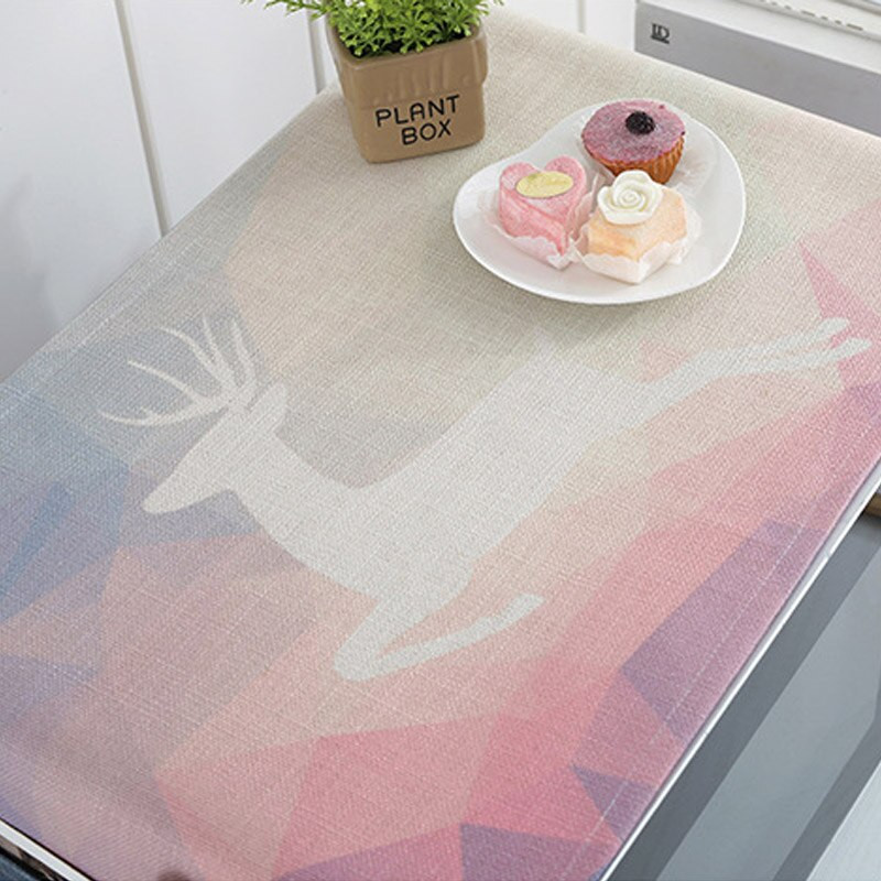 Kryt na mikrovlnnú rúru s potlačou losa s úložnými vreckami, bavlna a ľan, kuchynské náradie, ochrana proti oleju FC113