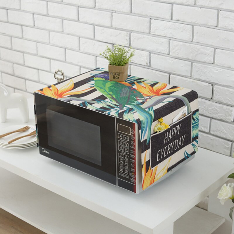 Ochranný kryt na mikrovlnnú rúru s potlačou z bavlnenej a ľanovej tkaniny, európsky štýl, odolný voči oleju, FC112