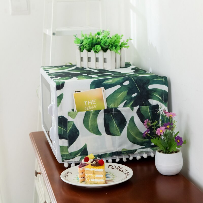 Augalų raštas Mikrobangų krosnelės dangtis Alyvos apsaugos nuo dulkių dangtelis su laikymo maišeliu Mikrobangų krosnelės dulkių dangteliai Virtuvės priedai reikmenys Namų dekoras