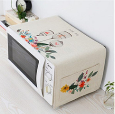 Spausdintas medvilninis lininis audinys Mikrobangų krosnelės dulkių dangtelis laikymo maišeliai Europietiško stiliaus anti-alyvos mikrobangų krosnelės apsauginis dangtelis