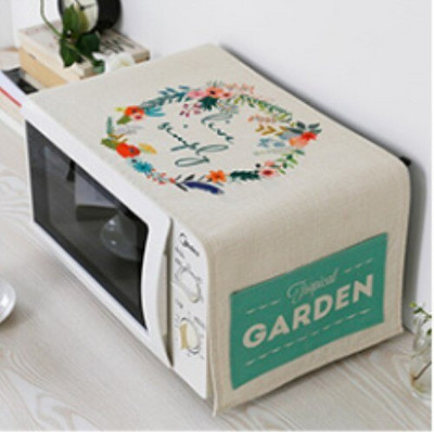 Spausdintas medvilninis lininis audinys Mikrobangų krosnelės dulkių dangtelis laikymo maišeliai Europietiško stiliaus anti-alyvos mikrobangų krosnelės apsauginis dangtelis