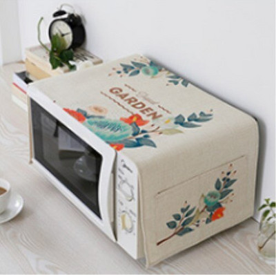 Spausdintas medvilninis lininis audinys Mikrobangų krosnelės dulkių dangtelis laikymo maišeliai Europietiško stiliaus anti-alyvos mikrobangų krosnelės apsauginis dangtelis