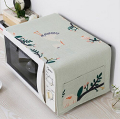 Spausdintas medvilninis lininis audinys Mikrobangų krosnelės dulkių dangtelis laikymo maišeliai Europietiško stiliaus anti-alyvos mikrobangų krosnelės apsauginis dangtelis