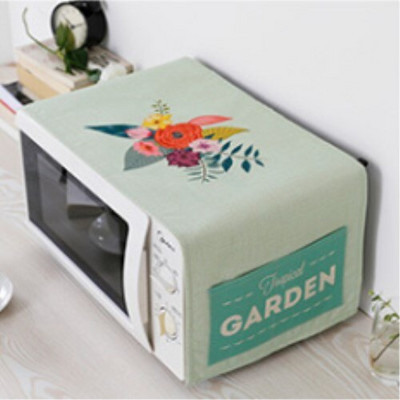 Spausdintas medvilninis lininis audinys Mikrobangų krosnelės dulkių dangtelis laikymo maišeliai Europietiško stiliaus anti-alyvos mikrobangų krosnelės apsauginis dangtelis