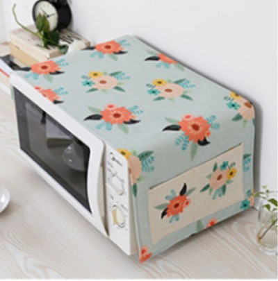 Spausdintas medvilninis lininis audinys Mikrobangų krosnelės dulkių dangtelis laikymo maišeliai Europietiško stiliaus anti-alyvos mikrobangų krosnelės apsauginis dangtelis