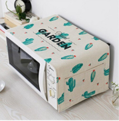 Spausdintas medvilninis lininis audinys Mikrobangų krosnelės dulkių dangtelis laikymo maišeliai Europietiško stiliaus anti-alyvos mikrobangų krosnelės apsauginis dangtelis