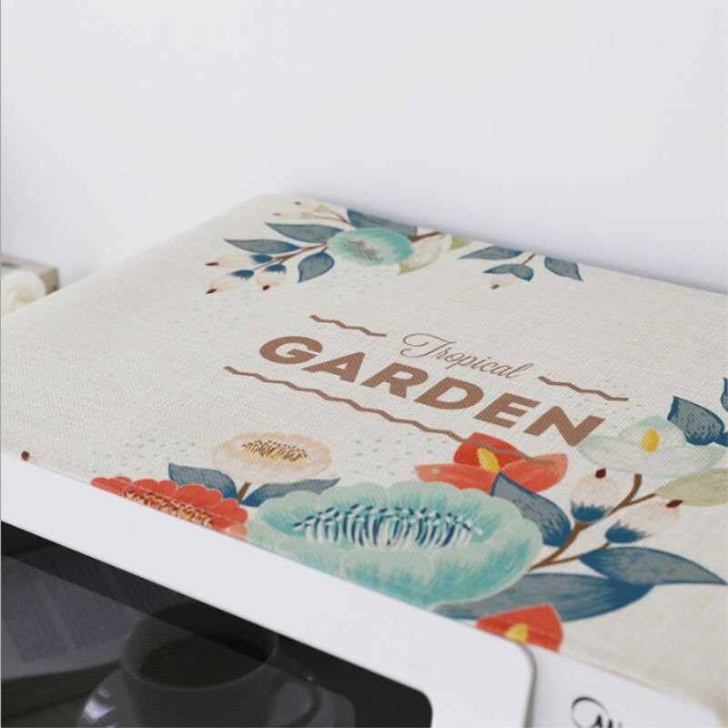 Spausdintas medvilninis lininis audinys Mikrobangų krosnelės dulkių dangtelis laikymo maišeliai Europietiško stiliaus anti-alyvos mikrobangų krosnelės apsauginis dangtelis