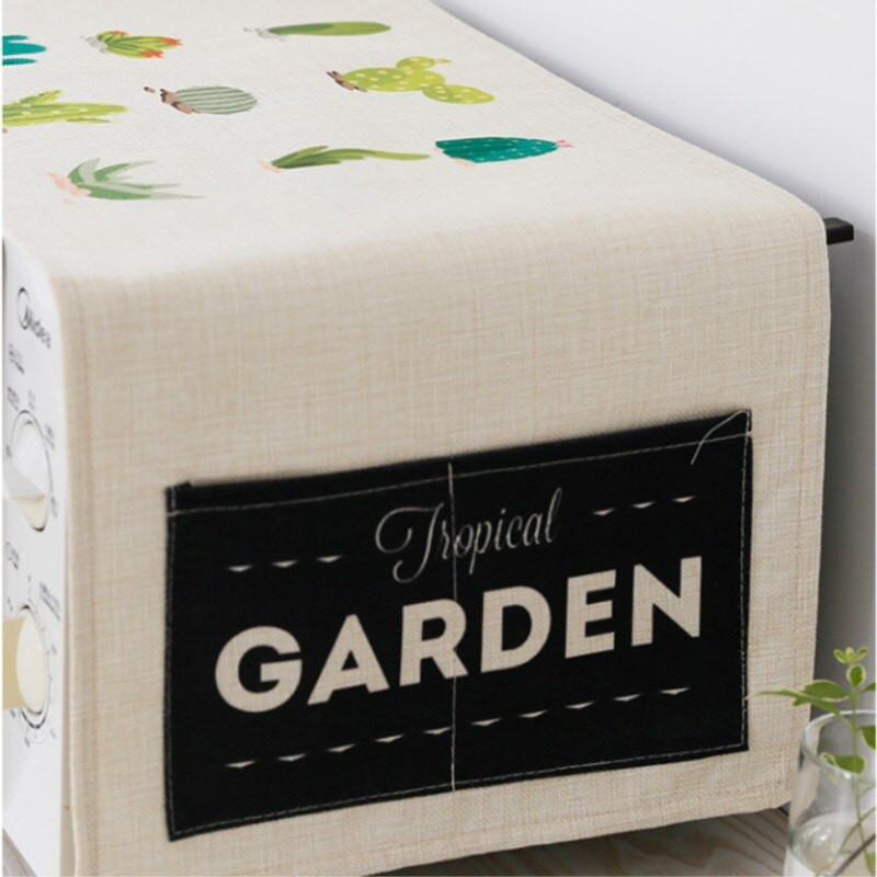 Spausdintas medvilninis lininis audinys Mikrobangų krosnelės dulkių dangtelis laikymo maišeliai Europietiško stiliaus anti-alyvos mikrobangų krosnelės apsauginis dangtelis