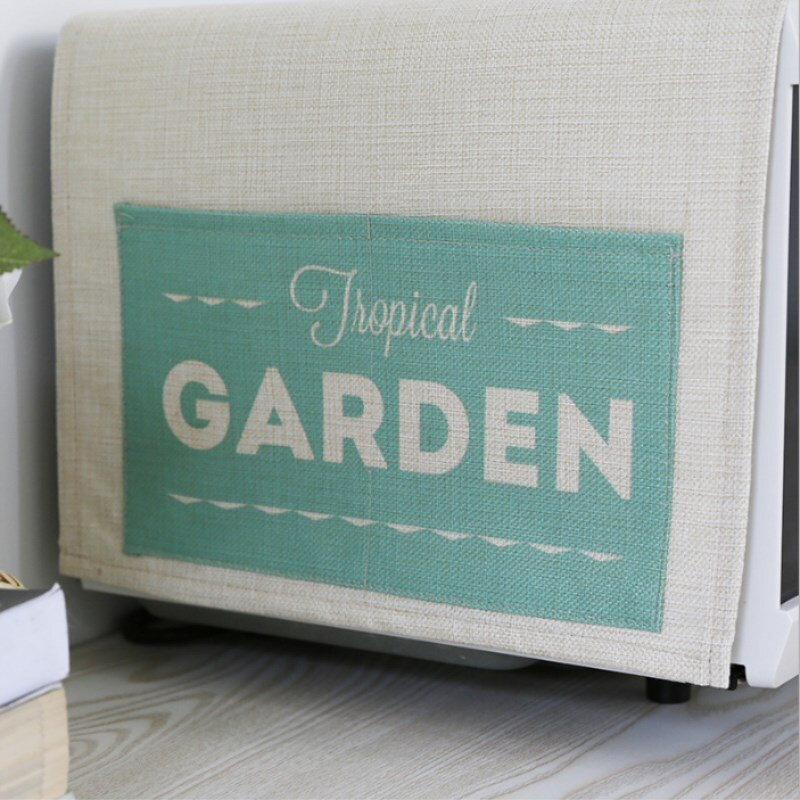 Spausdintas medvilninis lininis audinys Mikrobangų krosnelės dulkių dangtelis laikymo maišeliai Europietiško stiliaus anti-alyvos mikrobangų krosnelės apsauginis dangtelis