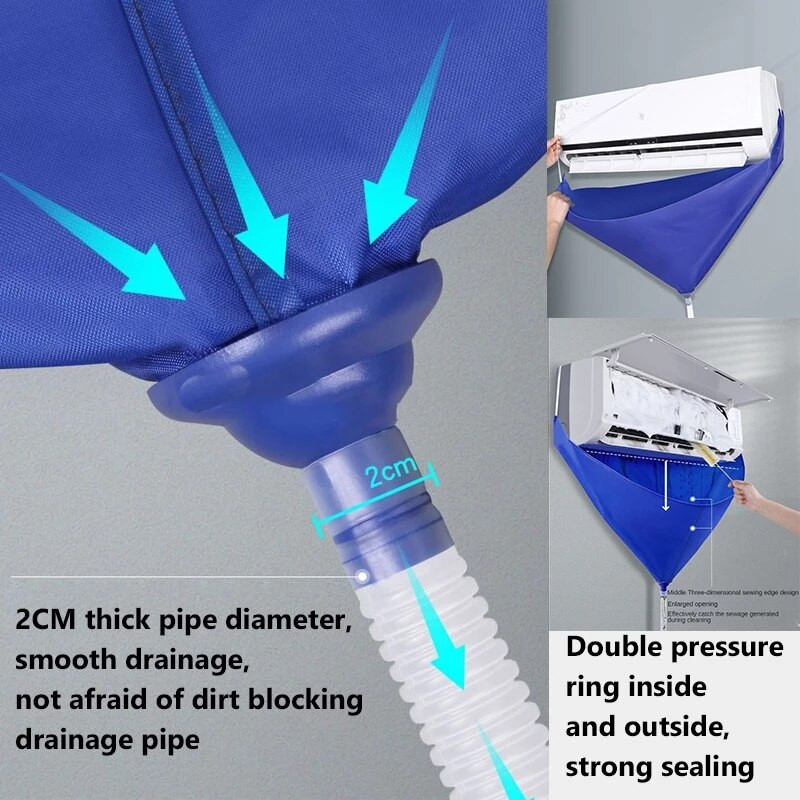 Κάλυμμα καθαρισμού κλιματιστικού με σωλήνα νερού Ac Cleaning bag Αδιάβροχη προστασία από τη σκόνη Βούρτσα εργαλείων καθαρισμού κλιματιστικών