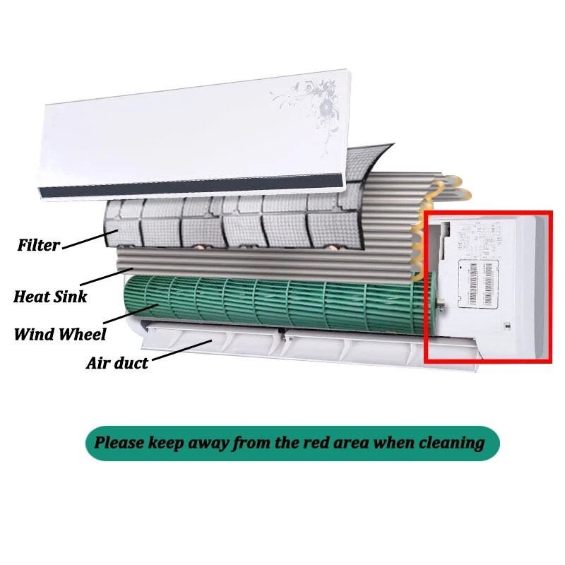 Κάλυμμα καθαρισμού κλιματιστικού με σωλήνα νερού Ac Cleaning bag Αδιάβροχη προστασία από τη σκόνη Βούρτσα εργαλείων καθαρισμού κλιματιστικών
