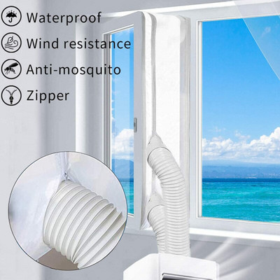 Légzár ablaktömítés szövet hordozható légkondicionáló Rugalmas textil tömítőlemez ablaktömítés cipzárral és gyorsan ragasztóval
