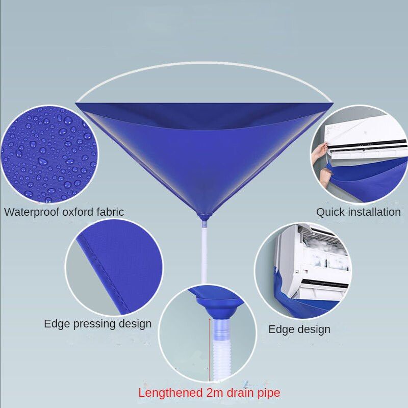 Naujas vandeniui atsparus oro kondicionieriaus valymo dangtelis PVC su 2 m vandens vamzdžiu pakabinamas oro kondicionieriaus valiklis, apsaugantis nuo dulkių maišelis Home