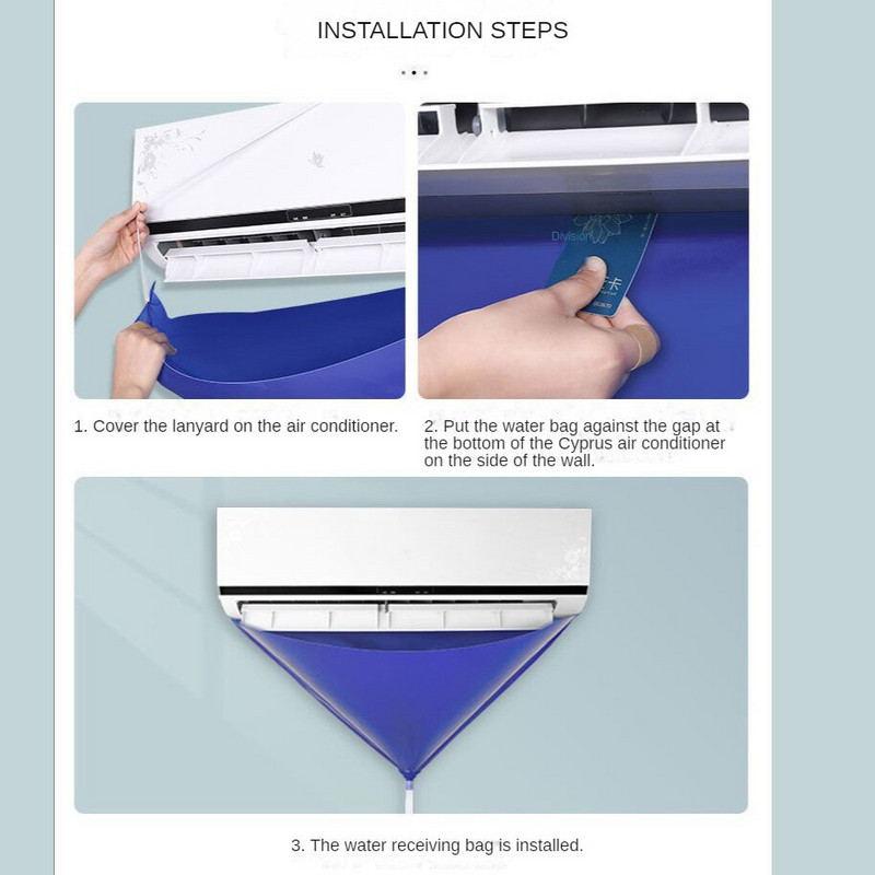Naujas vandeniui atsparus oro kondicionieriaus valymo dangtelis PVC su 2 m vandens vamzdžiu pakabinamas oro kondicionieriaus valiklis, apsaugantis nuo dulkių maišelis Home