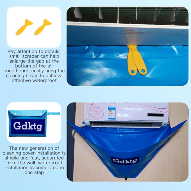 Nástroj na čistenie klimatizácie, vodotesný, prachotesný čistiaci kryt s vodovodným potrubím a škrabkou pre klimatizáciu pod 1,5P