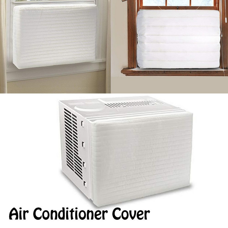 1vnt vidaus oro kondicionieriaus dangtis Dviguba izoliacija balta vidinio lango kintamosios srovės bloko apsaugos dangtelis su elastiniais dirželiais žiemai