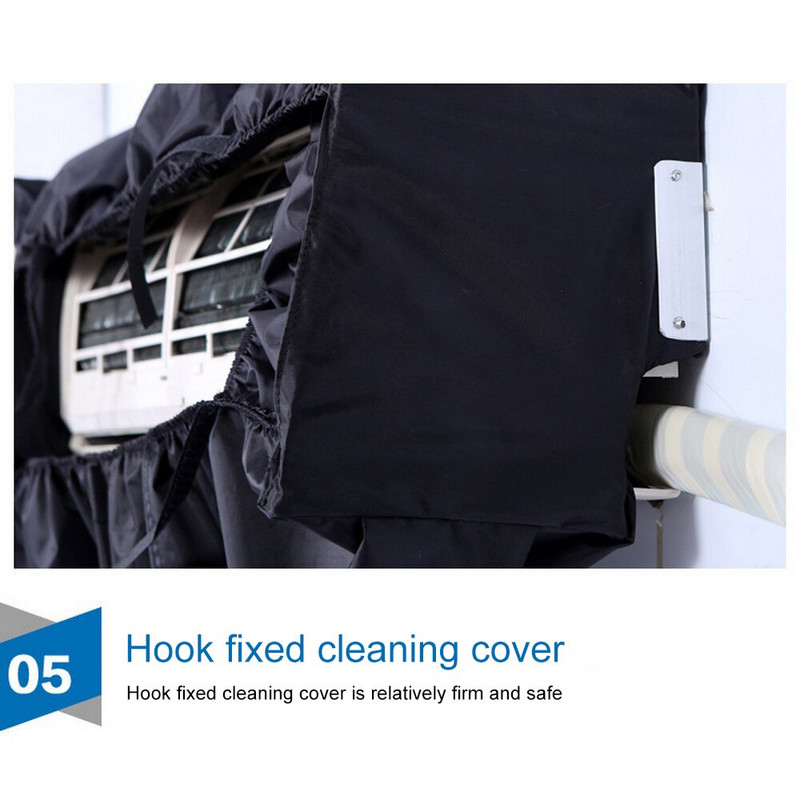 1-1,5P/2P-3P Čistiaci kryt na klimatizáciu Vodotesný PU čistiaci kryt na prach a umývanie Čistiaci ochranný kryt Čierny DIY Domáce náradie