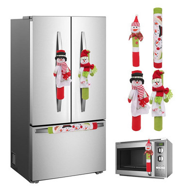 Kalėdų šaldytuvo durų rankenų užvalkalai namų dekoravimui Kalėdų senelio apsauginės pirštinės šaldytuvui mikrobangų krosnelės vakarėlio dekoravimui 4 vnt