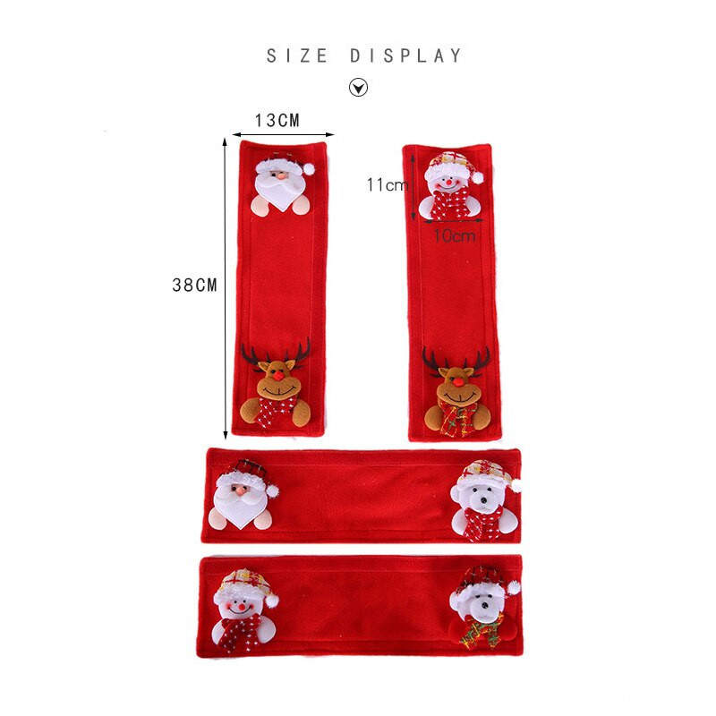 Kalėdų šaldytuvo durų rankenų užvalkalai namų dekoravimui Kalėdų senelio apsauginės pirštinės šaldytuvui mikrobangų krosnelės vakarėlio dekoravimui 4 vnt