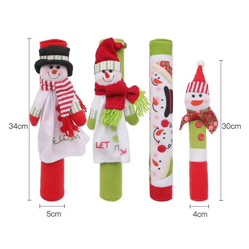 Kalėdų šaldytuvo durų rankenų užvalkalai namų dekoravimui Kalėdų senelio apsauginės pirštinės šaldytuvui mikrobangų krosnelės vakarėlio dekoravimui 4 vnt