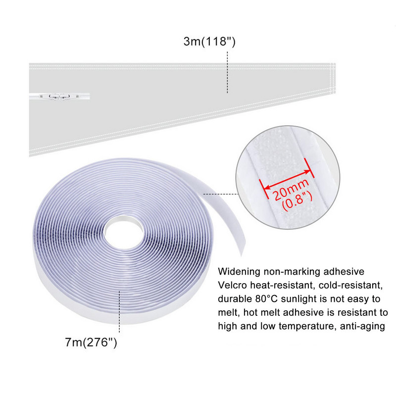 Prijenosna brtva za prozore klima uređaja Komplet za brtvljenje prozora Univerzalna brtva za prozore s patentnim zatvaračem i ljepljivim zatvaračem Brtva za prozore za klima uređaj