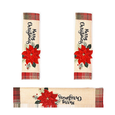 3 vnt. / rinkinys Naujųjų metų šaldytuvo durelių rankenos pirštinės Mikrobangų krosnelės rankenos dangtis Spintelės durų rankenėlės apsauga Kalėdų virtuvės dekoras