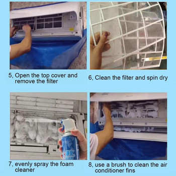 1 комплект капак за климатик Измиване Стенен климатик Почистване Защитен капак за прах Чист инструмент Стягащ колан TY0P1
