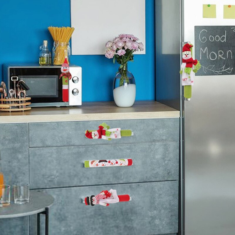 4/8 kom. Pribor za božićne ukrase Poklopac za ručku hladnjaka Poklopac za mikrovalnu pećnicu Ukras za ručku hladnjaka Snjegović