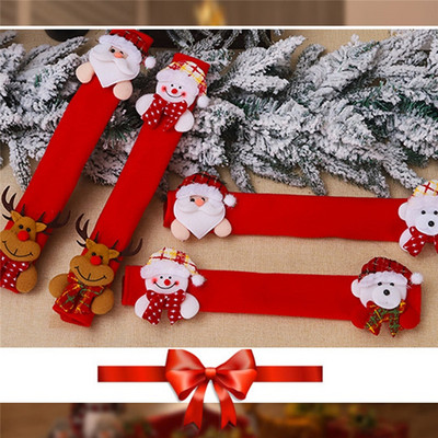 4pcs Gloden Snowflake Christmas Refrigerator Door Handle Cover Xmas Decoration 2021