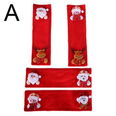 4vnt Gloden Snowflake Kalėdinis šaldytuvo durų rankenos dangtelis Kalėdų dekoracija 2021 m.