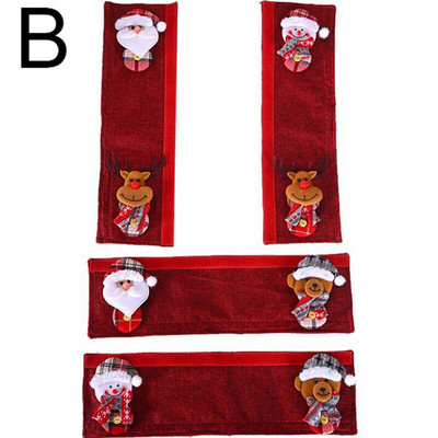 4vnt Gloden Snowflake Kalėdinis šaldytuvo durų rankenos dangtelis Kalėdų dekoracija 2021 m.