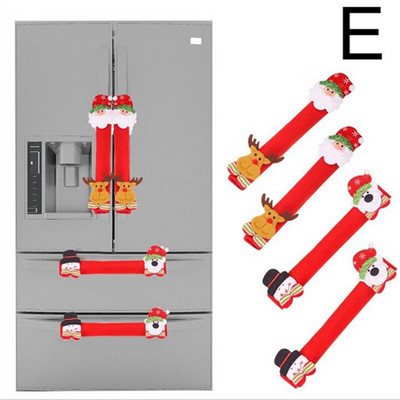 4vnt Gloden Snowflake Kalėdinis šaldytuvo durų rankenos dangtelis Kalėdų dekoracija 2021 m.
