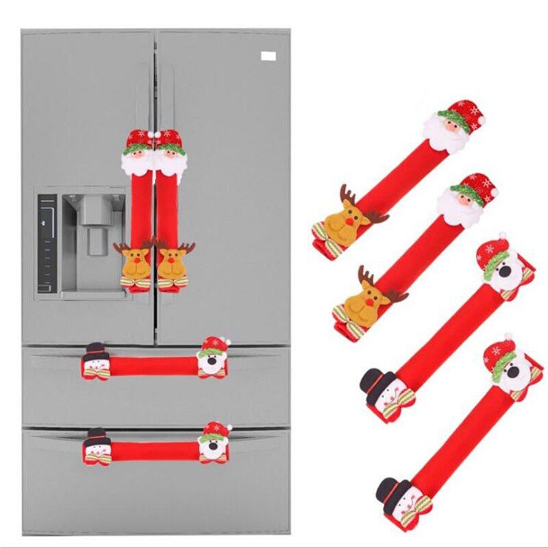 4vnt Gloden Snowflake Kalėdinis šaldytuvo durų rankenos dangtelis Kalėdų dekoracija 2021 m.