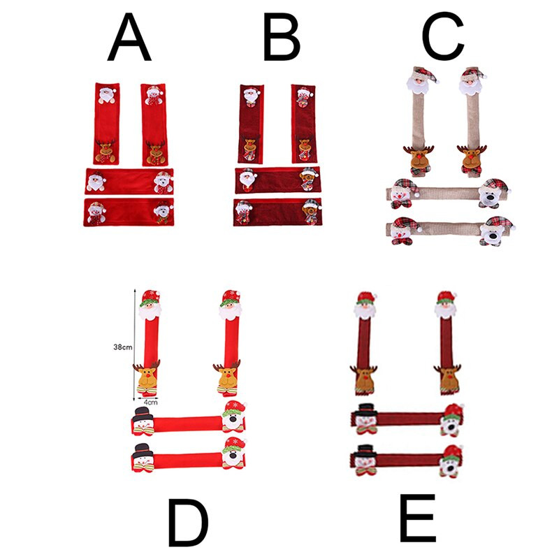 4vnt Gloden Snowflake Kalėdinis šaldytuvo durų rankenos dangtelis Kalėdų dekoracija 2021 m.