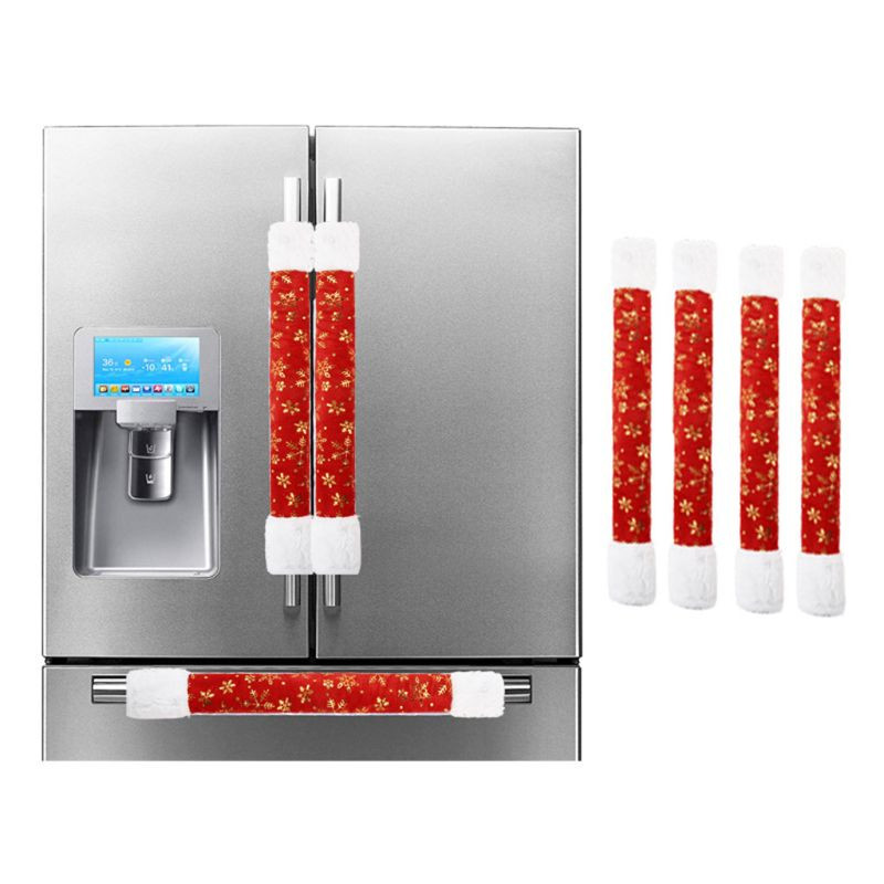 4db Gloden Snowflake karácsonyi hűtőszekrény ajtókilincs burkolat karácsonyi dekoráció