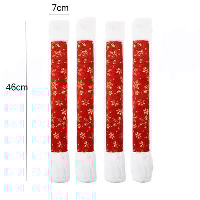 4 buc. Capac mâner ușii frigiderului Decor de Crăciun Mânere decorative pentru aparate de bucătărie Moș Crăciun Mănuși de protecție antiderapante