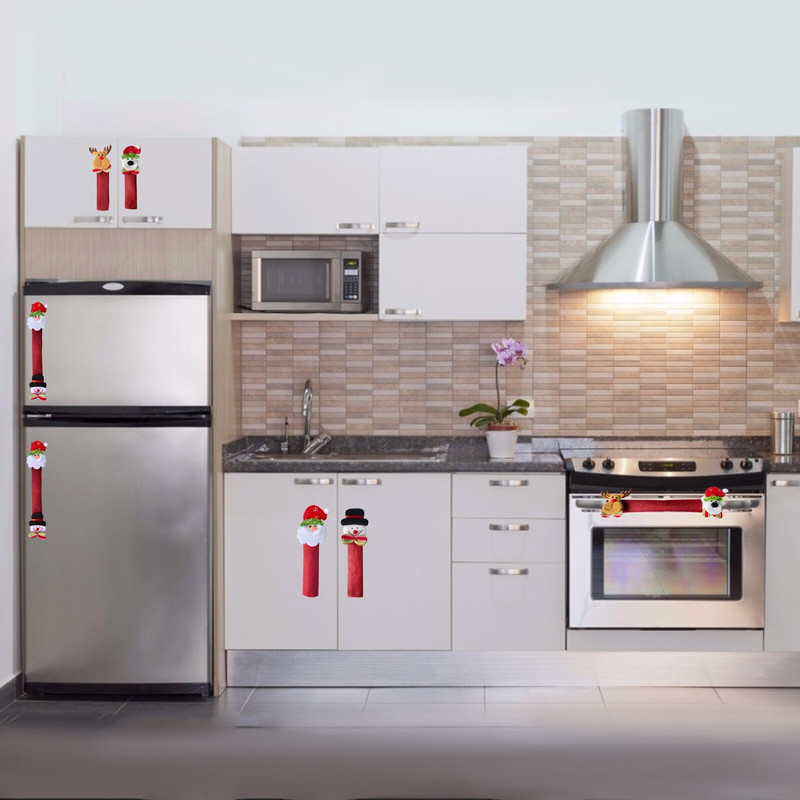 8 DB karácsonyi hűtőszekrény fogantyú burkolat szövet ajtó fogantyú burkolatok konyhai hűtőszekrény mikrohullámú készülékek védő ajtó gomb burkolatok