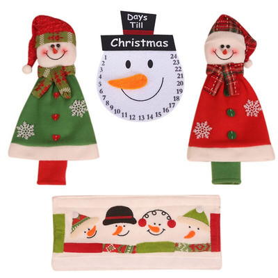 Χριστουγεννιάτικη λαβή μανίκι 4τμχ Διακόσμηση Φούρνος μικροκυμάτων Λαβή ψυγείου Κάλυμμα λαβής φούρνου Αντιστατικό κάλυμμα προστασίας χιονάνθρωπου U3