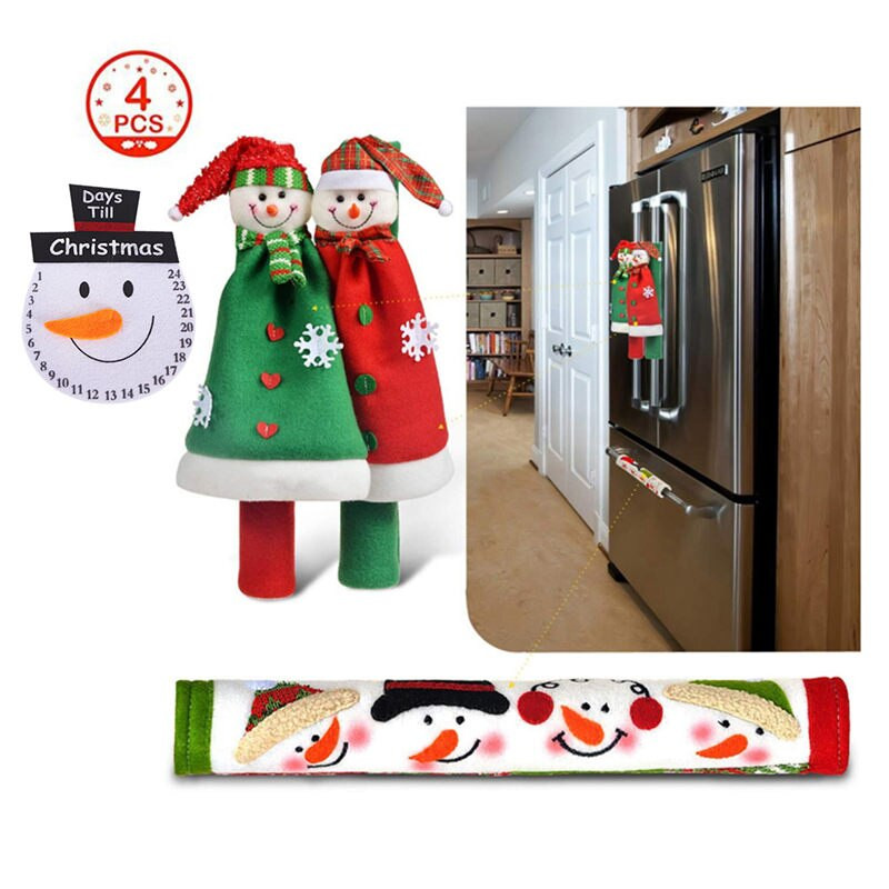 Χριστουγεννιάτικη λαβή μανίκι 4τμχ Διακόσμηση Φούρνος μικροκυμάτων Λαβή ψυγείου Κάλυμμα λαβής φούρνου Αντιστατικό κάλυμμα προστασίας χιονάνθρωπου U3