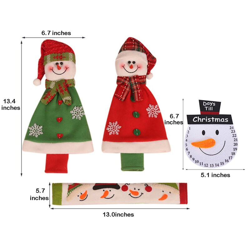 Χριστουγεννιάτικη λαβή μανίκι 4τμχ Διακόσμηση Φούρνος μικροκυμάτων Λαβή ψυγείου Κάλυμμα λαβής φούρνου Αντιστατικό κάλυμμα προστασίας χιονάνθρωπου U3