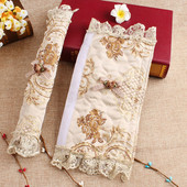 2 Pack Rose Bow Καλύμματα λαβής πόρτας ψυγείου Κεντημένα καλύμματα λαβής Προστατευτικά γάντια για συσκευές κουζίνας φούρνου ψυγείου