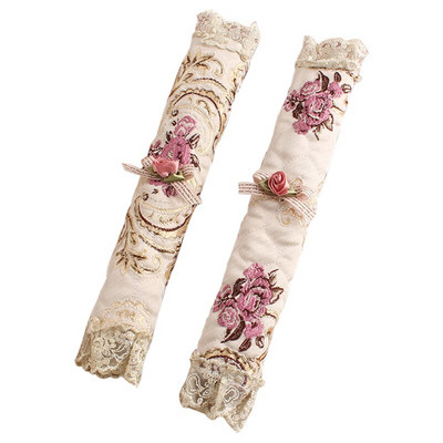 2 Pack Rose Bow Καλύμματα λαβής πόρτας ψυγείου Κεντημένα καλύμματα λαβής Προστατευτικά γάντια για συσκευές κουζίνας φούρνου ψυγείου