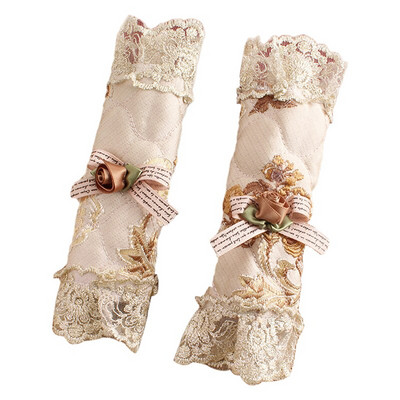 2 Pack Rose Bow Καλύμματα λαβής πόρτας ψυγείου Κεντημένα καλύμματα λαβής Προστατευτικά γάντια για συσκευές κουζίνας φούρνου ψυγείου