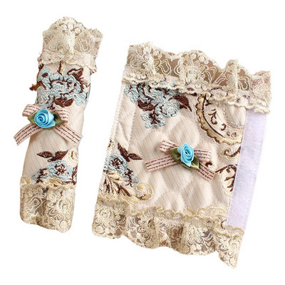 2 Pack Rose Bow Καλύμματα λαβής πόρτας ψυγείου Κεντημένα καλύμματα λαβής Προστατευτικά γάντια για συσκευές κουζίνας φούρνου ψυγείου