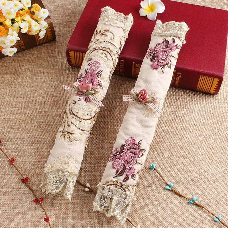 2 Pack Rose Bow Καλύμματα λαβής πόρτας ψυγείου Κεντημένα καλύμματα λαβής Προστατευτικά γάντια για συσκευές κουζίνας φούρνου ψυγείου